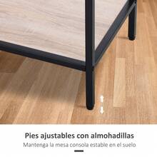HOMCOM Consola para Recibidor Mueble para Recibidor Estilo Industrial con Cajones y Estructura de Acero para Entrada Pasillo 120x30x81,5 cm Roble - roble y negro - Ver 4