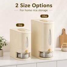 1pc 5kg/10kg Rice Dispenser With Airtight Lid, Large Capacity Grain & Dry Food Storage Container For Rice, Cereal, Flour, Sugar, Pasta & Beans, Countertop Kitchen Pantry Organiser, Space-Saving Household Food Storage Box For Daily Home Organisation - View 3