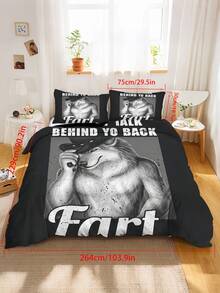 2/3pcs Meme "If They Talk Behind Your Back" Farting Humorous Quirky Detail Bedding Set, Humorous Western Wolf Cowboy Duvet Cover Set, Suitable For Bedroom, Dorm - Multicolor - View 21