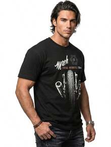 Summer Outfit For Men,Mach 4 Men's Vintage Motorcycle T-Shirt - 黑色 - 查看 6