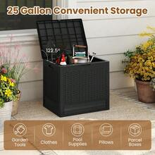 Rattan Pattern PP Storage Box With Lockable Lid, Black Outdoor Plastic Container-XY930735 - FXCI4HTXY81LW - View 6