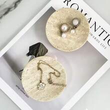 Wabi-Sabi Style Natural Marble Jewelry Tray, Nordic Style Non-Slip Vanity Storage Organizer - Beige - View 2