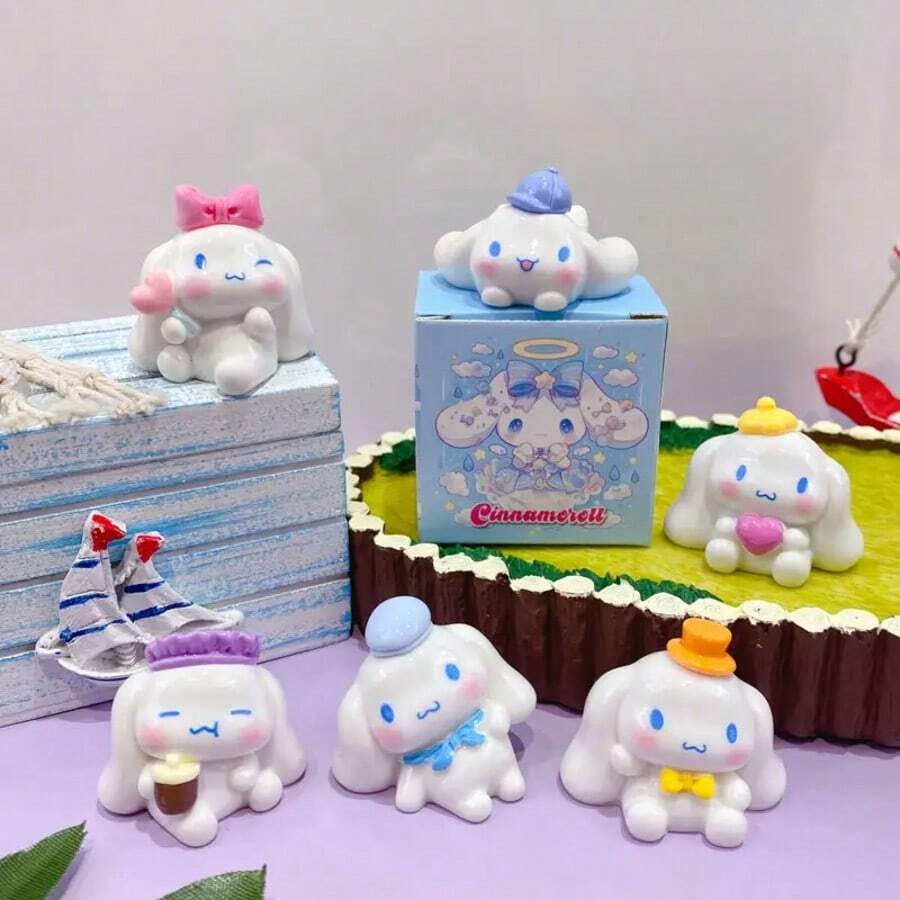 SANRIO 1 buah BOX Patung Kecil - Anjing Giok Bergaya Gadis Imut Berkualitas Tinggi, Barang Dekoratif yang Indah, Cocok untuk Dekorasi Rumah/Dekorasi Mobil/Meja Kantor, Hadiah Liburan Modis yang Sempurna (Kemasan Acak) - MultiWarna - View 1