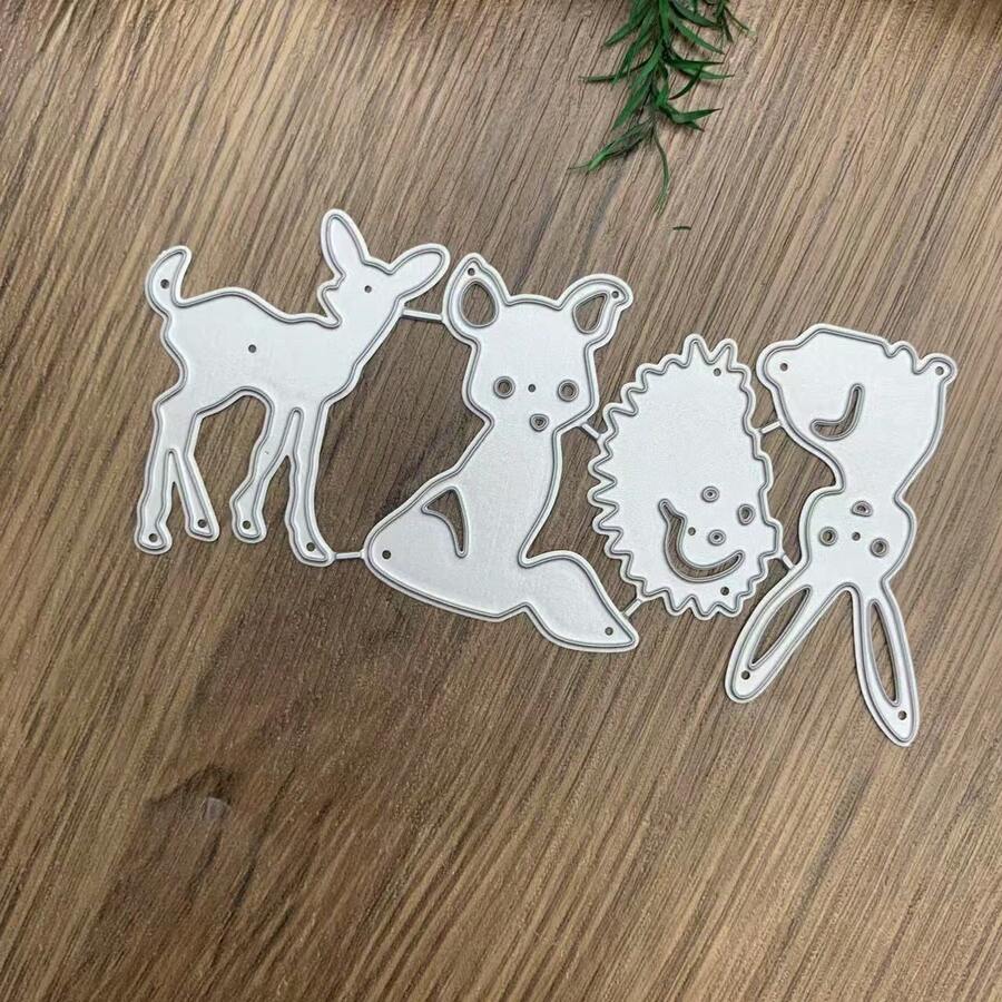 4款銀色可愛動物金屬切割模具,適用DIY紙藝手工、剪貼簿裝飾、兔子模切、卡片製作、剪貼簿 - DX317 - 查看 1