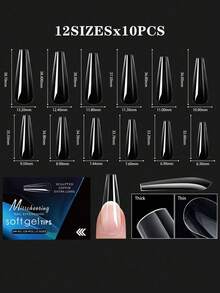 Fake Nail Tips, Used For Nail Extension, Full Cover Artificial Nails, Acrylic Material, Short Artificial Nails, American Capsule Long Soft Gel Almond Shape Nails, DIY - Clear - View 16