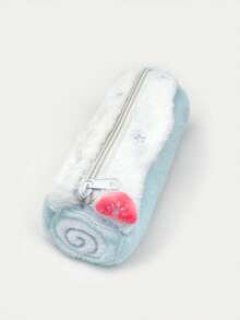 1pc Cute Swiss Roll Plush Pencil Case, Large Capacity, High Quality Student Stationery Storage Bag, Back To School Essential, Cut, First Day Of School - Multicolor - View 13