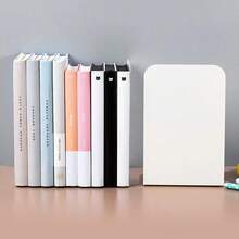 1對可選黑色/白色L型金屬書立，極簡純色啞光金屬防滑設計，適用於辦公室書房桌面書籍雜誌文件支撐架 - 多色 - 查看 5