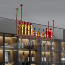 YUNRUX Hanging Wine Rack With Glass Holders For Ceiling Mount - Multicolor - View 11