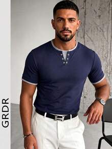 GRDR Men's Summer Casual Short Sleeve T-Shirt, Suitable For Vacation - Navy Blue - View 5