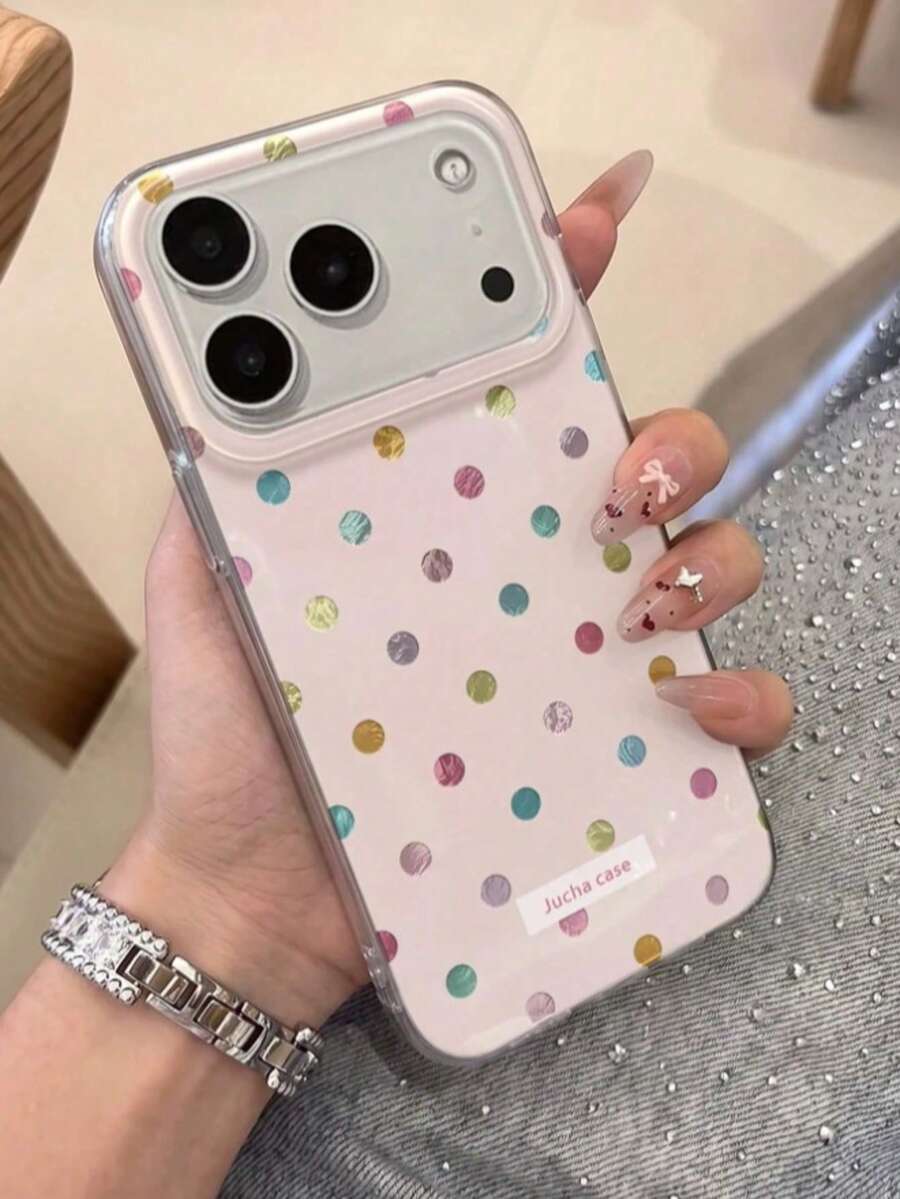 極簡波點薄荷綠軟手機殼,適用於 iPhone 17 16 15 14 13 Pro Max,夏季風格防震輕量手機殼,粉色手機殼 - 西瓜粉 - 查看 1