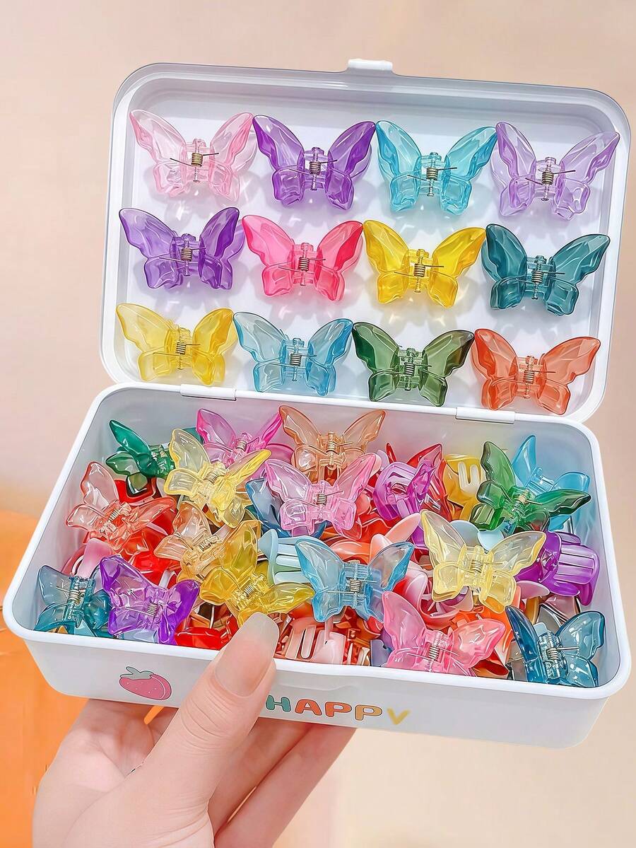 12/6/2 pièces Pinces à cheveux papillon en gelée 3D, cristal clair et transparent, durable et respectueux des cheveux, accessoires capillaires doux et mignons - convient aux filles et aux adolescentes, pour le quotidien, les vacances, l'école, les rendez-vous - Multicolore - Voir 1