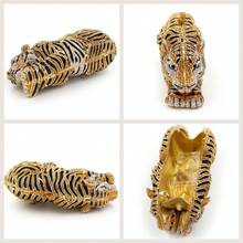 Women Cute Tiger Shaped Evening Clutch Sparkling Rhinestones Handbag Prom Party Purse - Gold - View 6