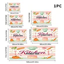 1 pieza Tapete absorbente para secar platos, tapete para cafetera, patrón de tema de cocina rosa lindo, protector de mesa antideslizante recortable, tapete decorativo de estilo pan, pastel y zanahoria, decoración de cocina - XYLSD701 - Ver 14