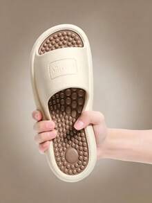 1 Pair Indoor Non-Slip Bathroom Shower Massage Slippers, Thick Sole Design, Unisex For Men And Women, Soft Rubber Material, With Foot Massage Function - A - View 6