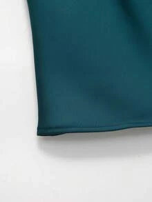 Spring/Summer Solid Color Satin Halter Neck Backless Top - Dark Green - View 7