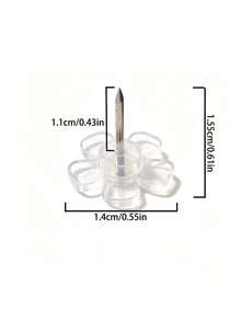 50pcs Transparent Flower-Shaped Push Pins, 5-Petal Flat Head Decorative Thumbtacks For Office, Plum Blossom Design - Clear Plum Blossom Push Pins - View 7