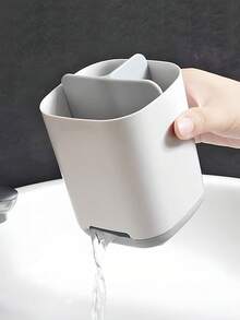 Plastic Toothbrush Holder For Bathroom Detachable 3 Slots Anti-Slip Electric Toothbrush And Toothpaste Organizer Caddy Lightweight Freestanding Bedroom Nursery Bathroom Storage Rack For Bathroom Vanity Home Bathroom Decor Fall Decor Back To School - Grey - View 8