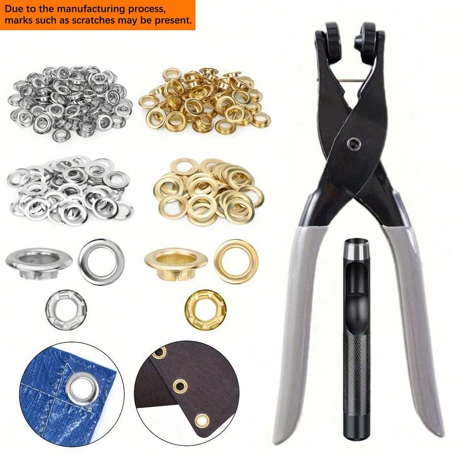 3/8英吋/10mm 雞眼安裝工具套組 雞眼打孔工具 適用於防水布、布料、橫幅、帆布、皮革、帳篷、乙烯基,可打孔與壓製 - 10mm - 查看 1