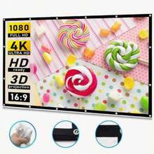 Projector Screen 60 Inch, 84 Inch, 72 Inch, 100 Inch, 120 Inch, 150 Inch, Portable Foldable Projection Screen 16:9 4K 3D Indoor/Outdoor Movie Screen, Suitable For Home Theater, Camping And Entertainment Activities - Milk Silk Style - View 7