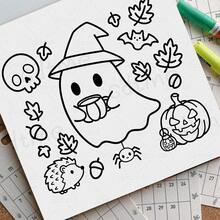 Spooky Fall Bold & Easy Coloring Book For Adults Cute Halloween Ghost Witch Pumpkin Bat Hedgehog Large Print Simple Line Art Autumn Fall Leaves Stress Relief Relaxing Coloring Pages For Women Teens - Spooky Autumn - View 6