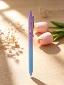 Pulpen Ballpoint Gradien Macaron Kustom yang Dapat Ditarik, Dicetak UV, Dapat Disesuaikan dengan Logo/Teks Anda, Ujung Sedang, Pulpen Menulis Halus, Tinta Hitam 1.0mm - Set - View 3