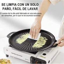 Sartén de parrilla de hierro fundido para exteriores, perfecta para camping familiar y parrillas en el patio. Antiadherente, duradera, sartén grande. Ideal para fiestas y cocina todo en uno de carnes y verduras. - Ver 4