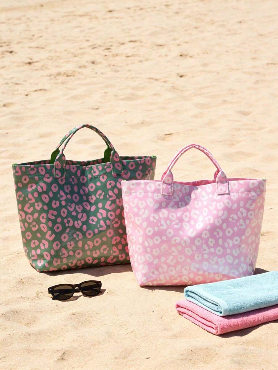 XD Fashionable Handbag, Leopard Print, Large Capacity, Can Hold Shopping And Travel Essentials, Magnetic Closure, With Inner Pocket, Foldable Portable Shopping Bag, Pool/Beach Bag, Gym Bag, Outdoor Bag, Toy Storage Bag - Multicolor - View 1