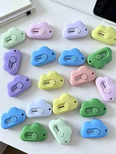 3/1pc Mini Utility Knife, Cute Cloud Shaped Small Paper Cutter, Parcel Opening Tool, Portable Japanese Ins Style Student Office Craft Box Cutter, Cloud Mini Portable Small Utility Knife, Student Office Knife, Envelope Opener Parcel Knife, Paper Cutting Unboxing Wallpaper Cutter