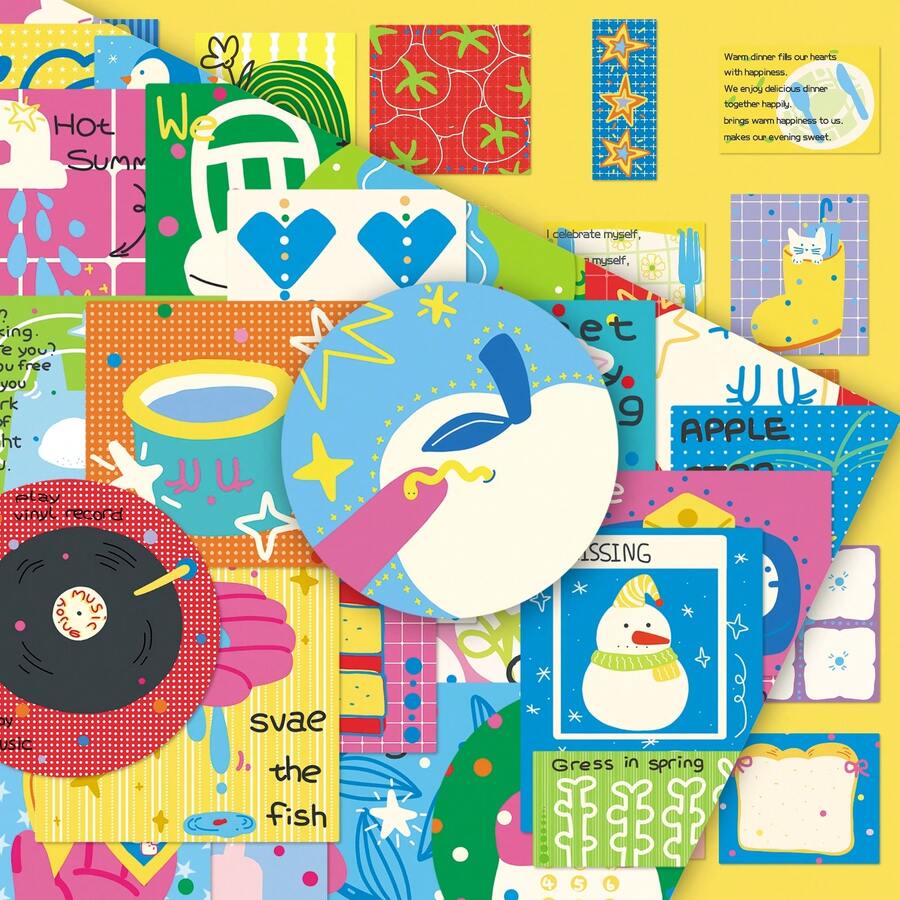 50張原創 Little Happiness 卡通彩色趣味可愛韓系清新療癒裝飾桌面平板貼紙 - 查看 1