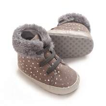 Winter New 0-1 Years Old Infant Boy Fashion Casual Minimalist Solid Color Soft Sole Walking Boots - Grey - View 2
