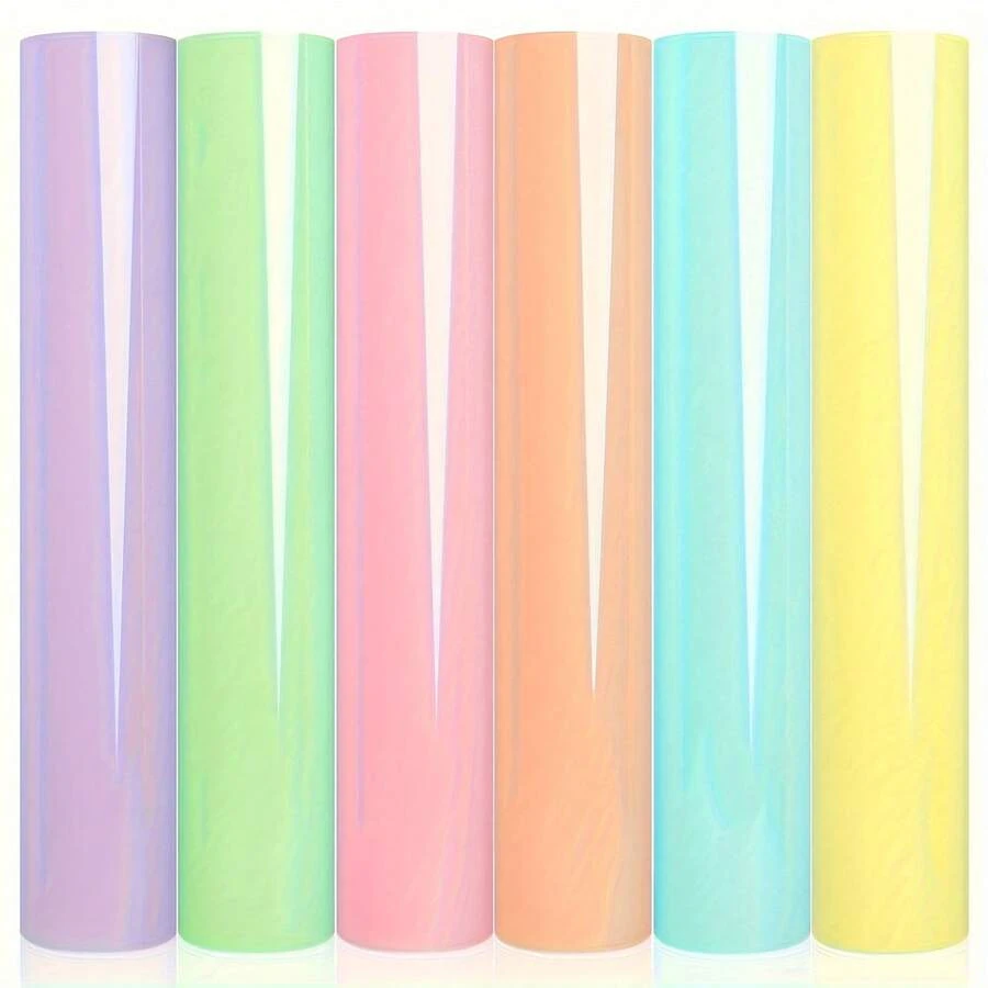 6/8 Sheets Bohemian Heat Transfer Vinyl Sheets 12 X 10 Inches, Various Colors Different Heat Transfer Vinyl, Suitable For T-Shirts, Clothing, Easy To Cut And Transfer - Multicolor B - View 1