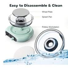Mini Electric Pottery Wheel With Pedal For Beginners, Complete Kit With Tools And Paints, Adjustable Speed Ceramic Machine For DIY Art - Perfect Creative Gift - Baby Blue - View 4