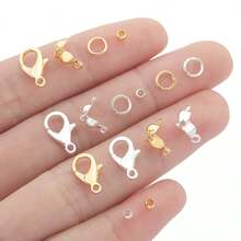 360pcs/363pcs/3pcs DIY Jewelry Findings Connector Set With 7-Compartment Box (Lobster Clasps, Jump Rings, Crimp Beads, Positioning Beads), 3 Tools (Pliers, Tweezers, Ring Holder), Suitable For Beaded Jewelry Making, Bracelets, Necklaces, Anklets, Open Jump Rings, Bead Connectors, Bag Charms, Jewelry Accessories, Handmade Craft Materials - Lobster Clasp & Button & Positioning Bead & Jump Ring - View 2