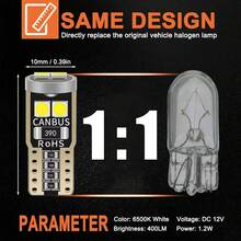 4/10pcs T10 W5W LED Bulbs Canbus Car Interior Dome Light Door Glove Box Trunk License Plate Light 12V 6SMD 400LM 6500K White - Flat 6 Lamps - View 3
