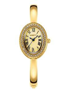 1pc Women's Minimalist Vintage Exquisite Small Versatile Bracelet Quartz Watch Suitable For Daily Wear - Gold - View 10