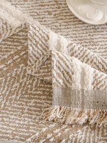 1 Stück Chenille Jacquard vertikale Streifen Fischgrätmuster Sofa Überwurf Decke, moderner minimalistischer Stil, exquisite Quastenverzierung, haustierfreundlich kratzfest, langanhaltend reißfest maschinenwaschbar, staubdicht Sofabezug, Ganzjahres-Sofaüberwurf, geeignet für Schlafzimmer, Wohnzimmer, Außenbereich, 1-4 Personen gerade oder L-förmige Sofas, Boho, Sofabezug, Couchbezug - Khaki - Übersicht 9