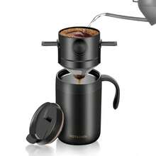 Portable Pour Over Coffee Maker Set, Insulated Stainless Steel Travel Mug With Filter, Outdoor Camping Coffee Cup, All-In-One Brewer - White  Cup + Drip Filter + Spoon (three-piece Set) - View 9