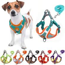 1pc Adjustable Harness And Leash Set For Small To Medium Dogs, Reflective Puppy Chest Strap Pet Walking Outdoor Supplies - Multicolor - View 2