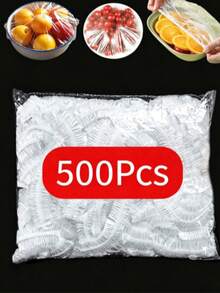 500個可重複使用彈性食品儲存蓋 - 半透明彈性塑料包裝，用於保存剩菜、水果和蔬菜 - 適用於廚房、冰箱和檯面儲存，也可用於婚禮裝飾 - 查看 13