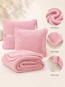 2-In-1 Travel Blanket Pillow, Portable Detachable Soft Fleece Airplane Blanket With Compact Zipper Storage Bag, Comfortable Warm Foldable Blanket - Multicolor - View 6