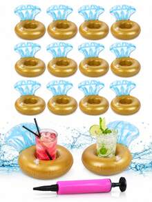 Diamond Ring Shaped Inflatable Drink Cup Holder, Inflatable Ring Float, Diamond Ring Pool Drink Cup Mat, Single Person Pool Party Supplies, Pool Party Accessories, Suitable For Pool Party, Bachelorette Party And Beach Pool Decoration - Multicolor - View 4