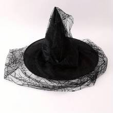 1pc Women's Mesh Lace Witch Hat, Black Witch Costume Accessory, Suitable For Halloween Party. - Multiple Styles - View 3