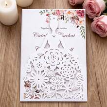 1PC Wedding Invitation Card, Holiday Greeting Card, Princess Hollow Out Beautiful Rose Girl Invitation Envelope Card - White - View 1