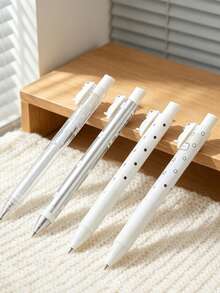 Polka Dot Clickable Neutral Ink Pens, Minimalist Office Writing Black Pens, 4-Piece Box Set - A - View 7