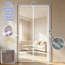 White Fiberglass Magnetic Screen Door With Reinforced Magnets & Weighted Bottom, Widened Top Frame Auto Quiet Close Mesh Curtain, Hands-Free Pet Friendly Mosquito Barrier, Durable Fiberglass Mesh Door Screen For Home Entrance - A - View 4