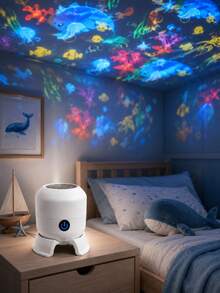 Lampu LED Bentuk Kepingan Salju & Hewan Laut Bertenaga USB, Lampu Berputar Warna-warni untuk Dekorasi Kamar Tidur - cahaya polikromatik - View 5