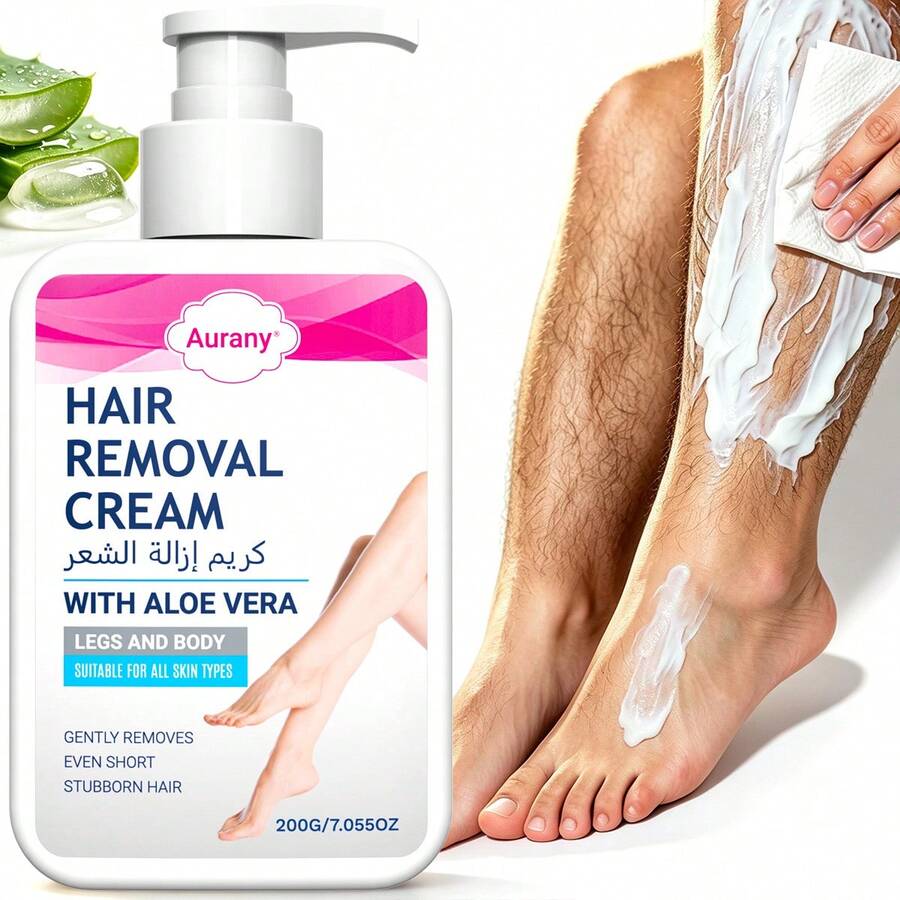 AURANY Krim Penghilang Bulu untuk Wanita, Formula Penghilang Bulu Lembut, Menghilangkan Bulu Kaki, Lengan, dan Ketiak Tanpa Rasa Sakit, Kulit Halus, Cepat Beraksi, Tanpa Benjolan Akibat Pisau Cukur, Rutinitas Perawatan Harian, Dapat Digunakan pada Kaki, Lengan, dan Tubuh, Cocok untuk Semua Jenis Kulit, Aman untuk Kulit Sensitif, 200g - Krim - View 1