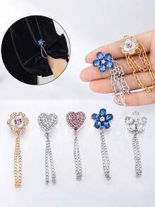 2/1pc Rhinestone Heart-Shaped Flower Pant Leg Shortening Buttons, Prevent Pant Legs From Dragging. Hidden Button Pant Leg Closure Design, Seamless Fit, Effectively Prevent Pant Legs From Dragging. Suitable For Jeans And Casual Pants, Waterproof, Portable, Durable - A - View 5