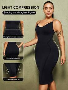 1pc Plus Size Women's Shapewear Dress, Home Sleepwear, Tummy Control, Butt Lift, Waist Shaping, Seamless Bodycon Dress Lingerie For Women - Black - View 2