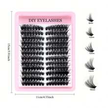 LIMEIKAI 192 Pcs Cat Eye Style Lash Clusters 100D D Curl Fluffy Curly Individual Lashes Soft Lightweight Reusable DIY Eyelash Set For Beginners Home Daily Party Travel Music Festival - View 3